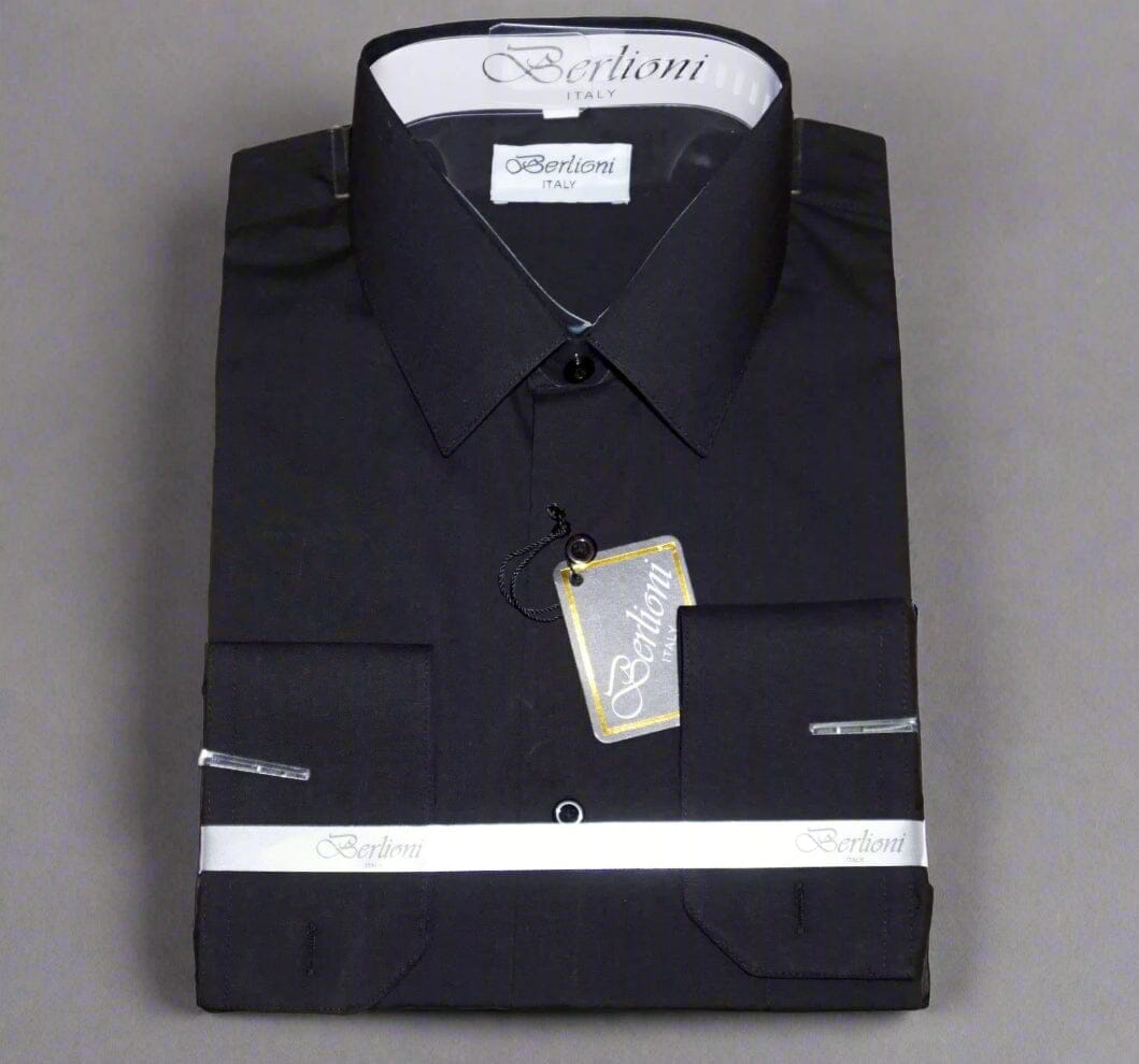 berlioni italy dress shirt BERLIONI MEN'S ITALY DRESS SHIRT TWO TONE SHIRT FRENCH CONVERTIBLE CUFF ROYAL