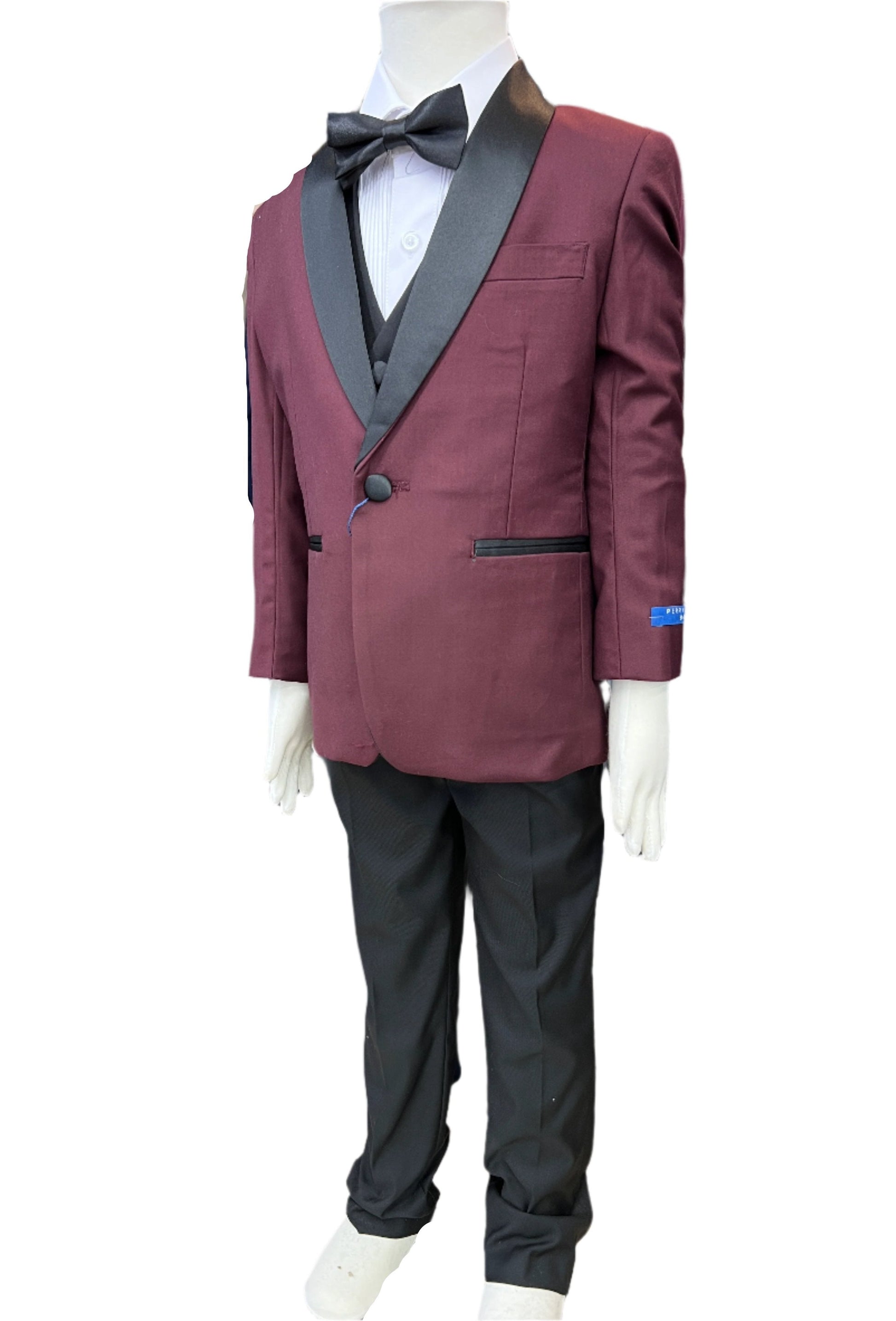 Perry Ellis Boys Tuxedo Burgundy 